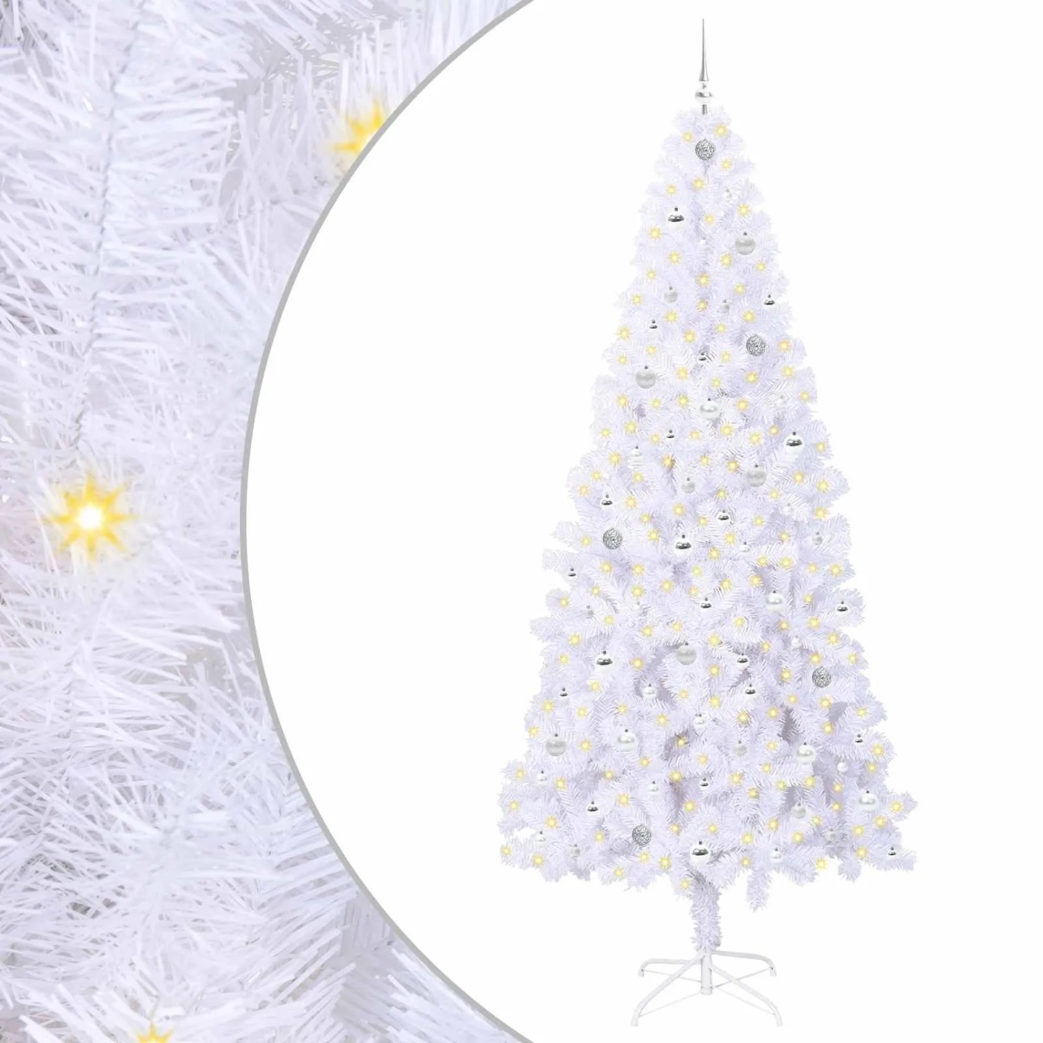 vidaXL Künstlicher Weihnachtsbaum Weiß 240 cm PVC und Stahl 3426680