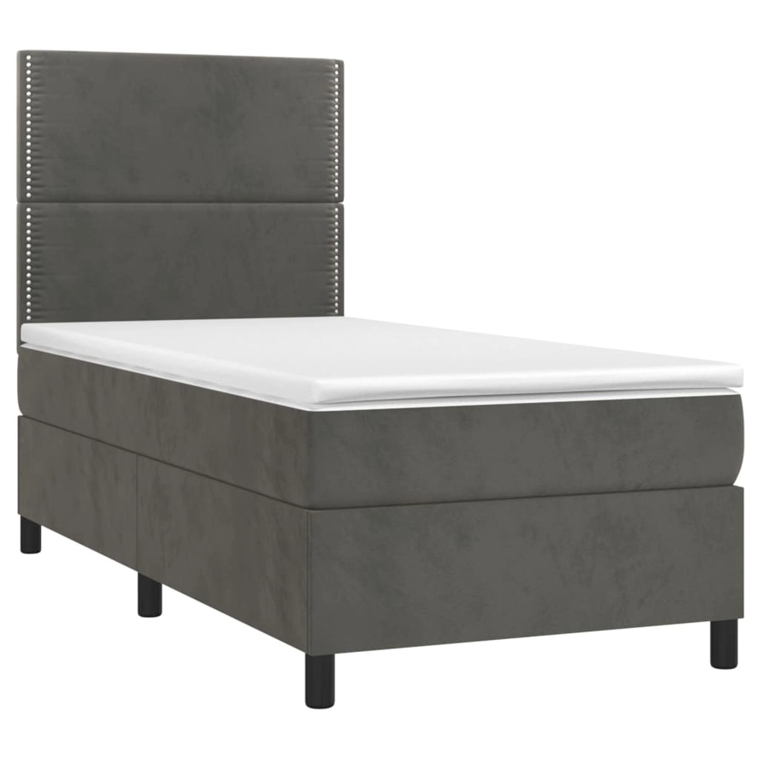 vidaXL Boxspringbett mit Matratze & LED Dunkelgrau 90x200 cm Samt 3136042 günstig online kaufen
