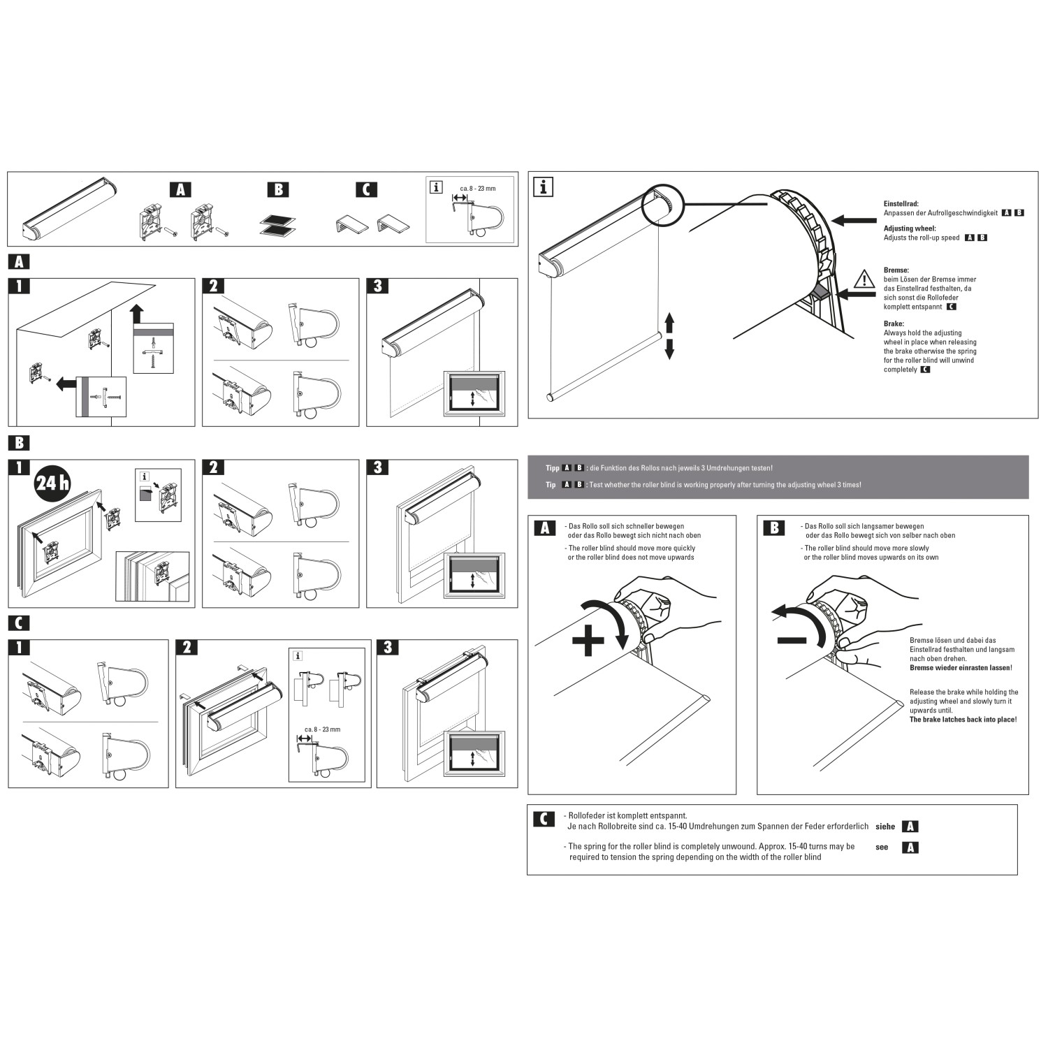 Anleitung zur Montage und Einstellung des Gardinia Rollo Comfort Move, 45x150 cm, Weiß.