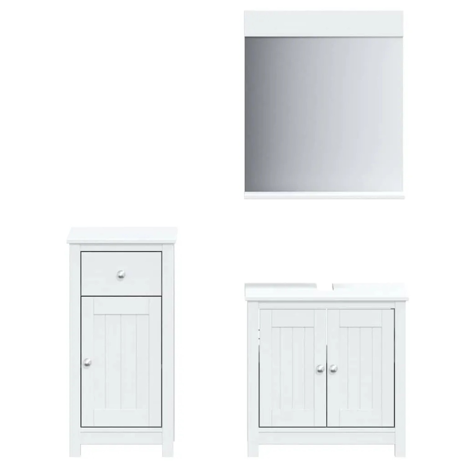 vidaXL 3 Tlg Badmöbel-Set BERG Weiß Massivholz Kiefer 3206494