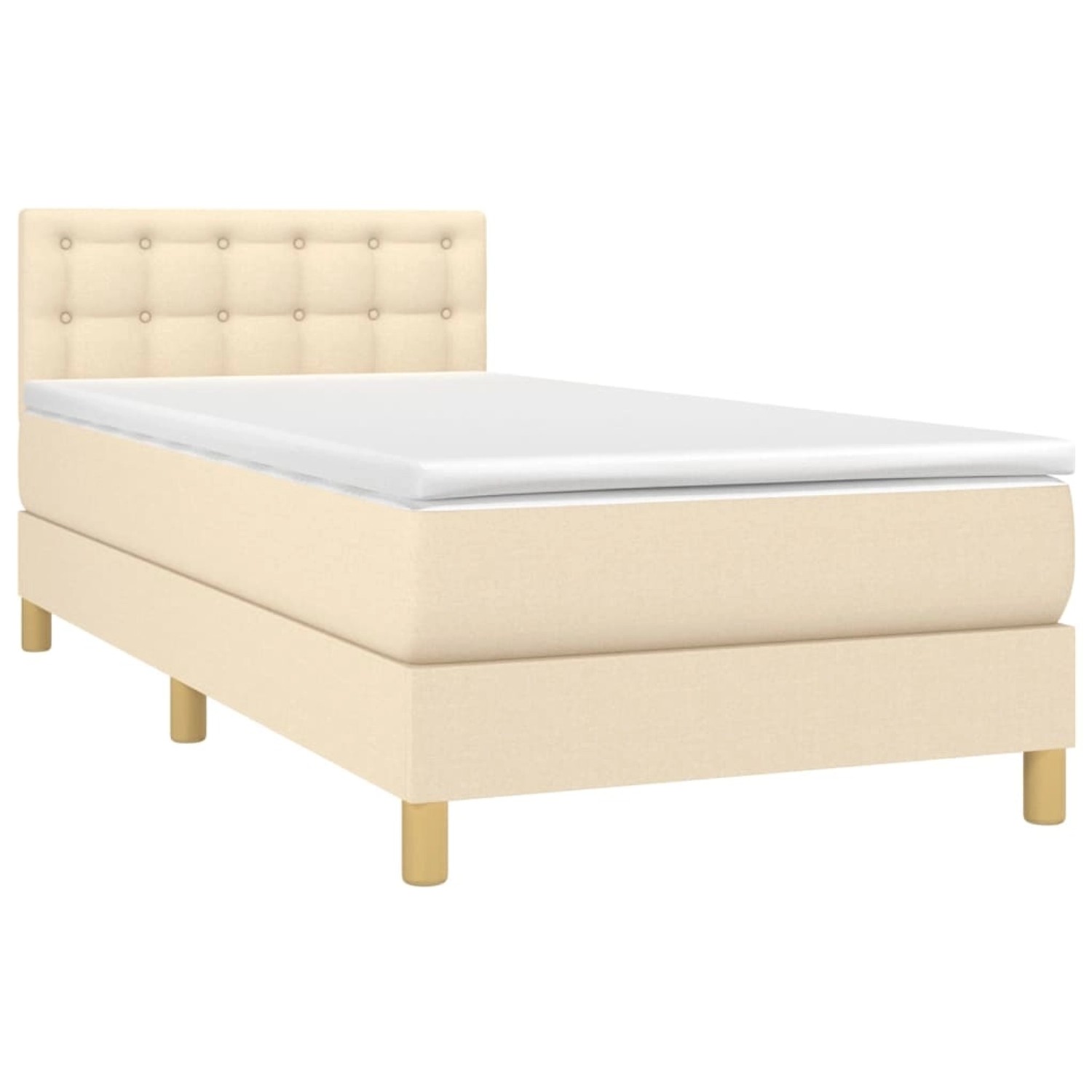 vidaXL Boxspringbett mit Matratze & LED Creme 100x200 cm Stoff 3134018 günstig online kaufen