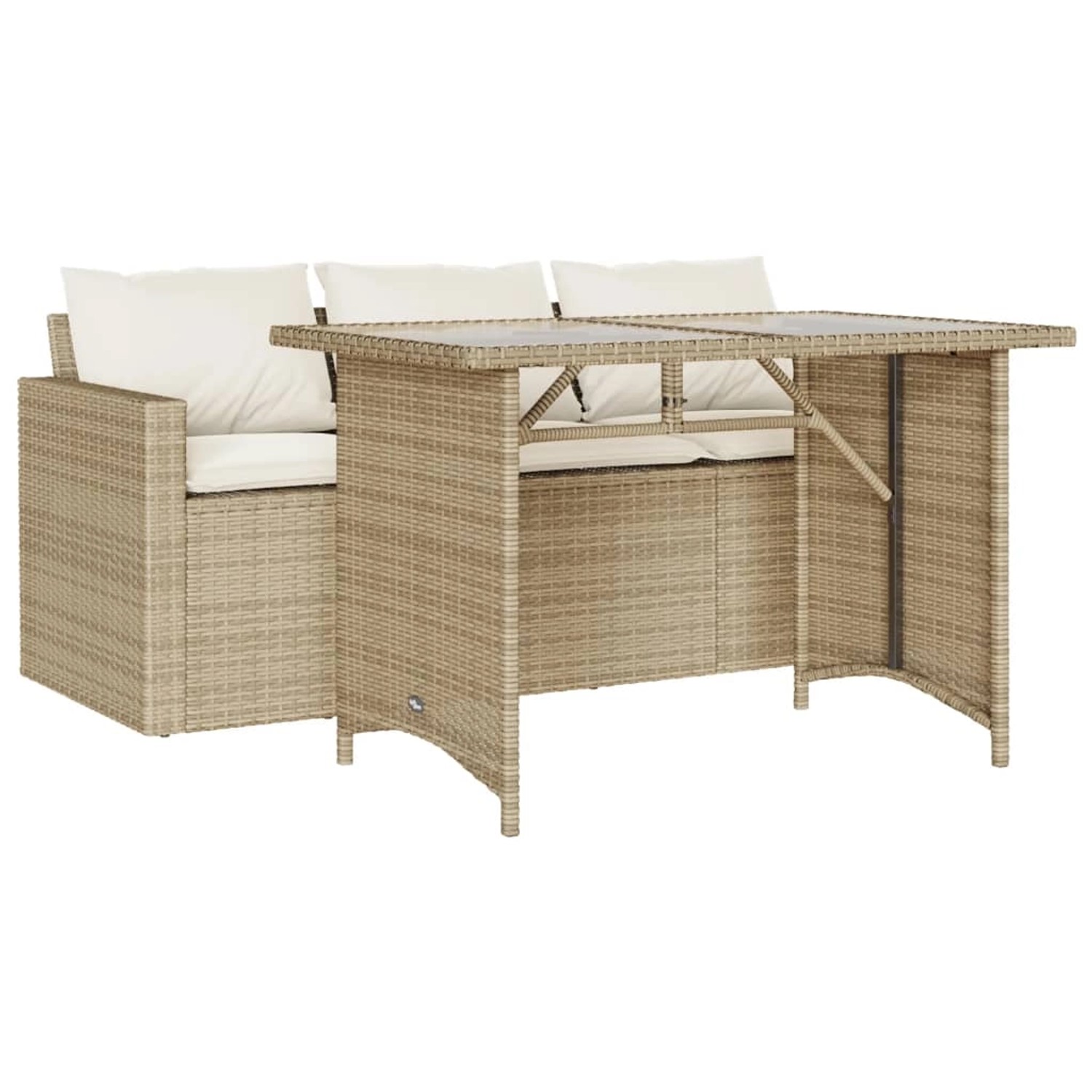 vidaXL 2-Tlg Garten-Essgruppe mit Kissen Beige Poly Rattan 366332 günstig online kaufen