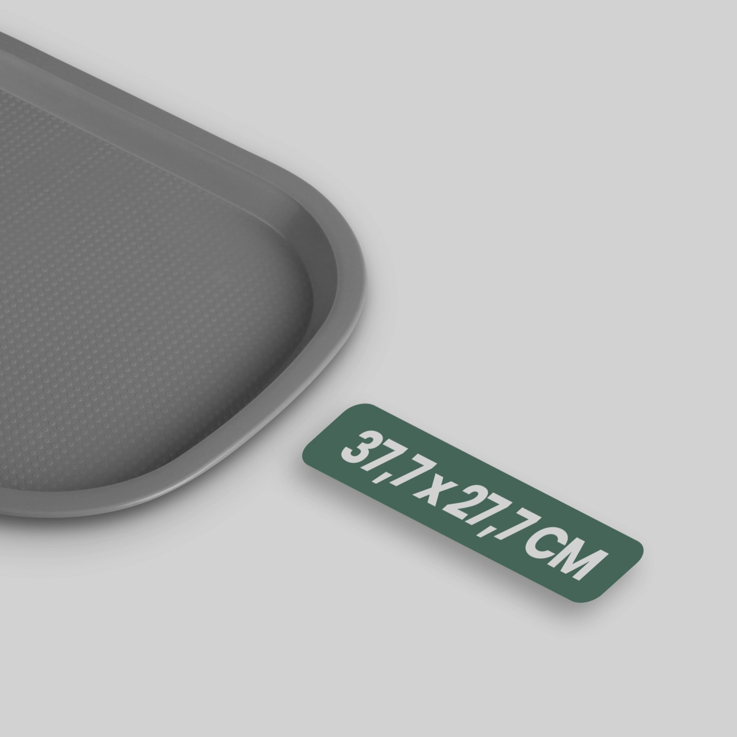 Graues ProHome Kunststofftablett, 37,7 x 27,7 cm, BPA-frei, ideal für Küche und Gastronomie.