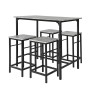 SoBuy Essgruppe OGT11-HG: Bartisch-Set mit 4 Hockern, grau-schwarz, ideal für kleine Räume.