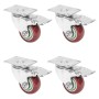 HMF 6710 Schwerlastrollen Bremse Polyurethan 4 Stück 75 mm bis 400 kg Rot