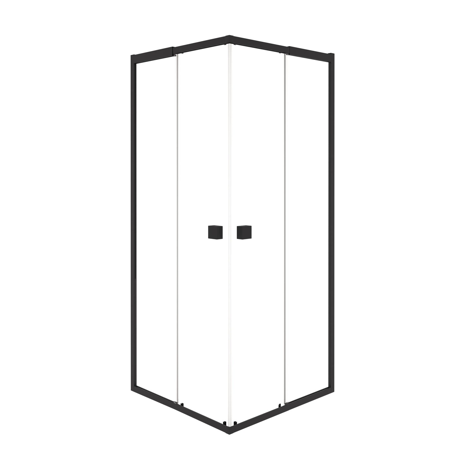 Eckdusche: Baliv Duschkabine DUK-90.12E, 77-90 cm, Schwarz Matt, mit Eckeinstieg und Sicherheitsglas.