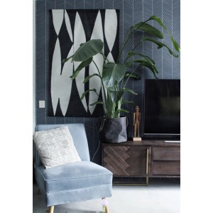 ESTAhome Tapete Fischgrätmuster Dunkelblau 53 cm x 10.05 m