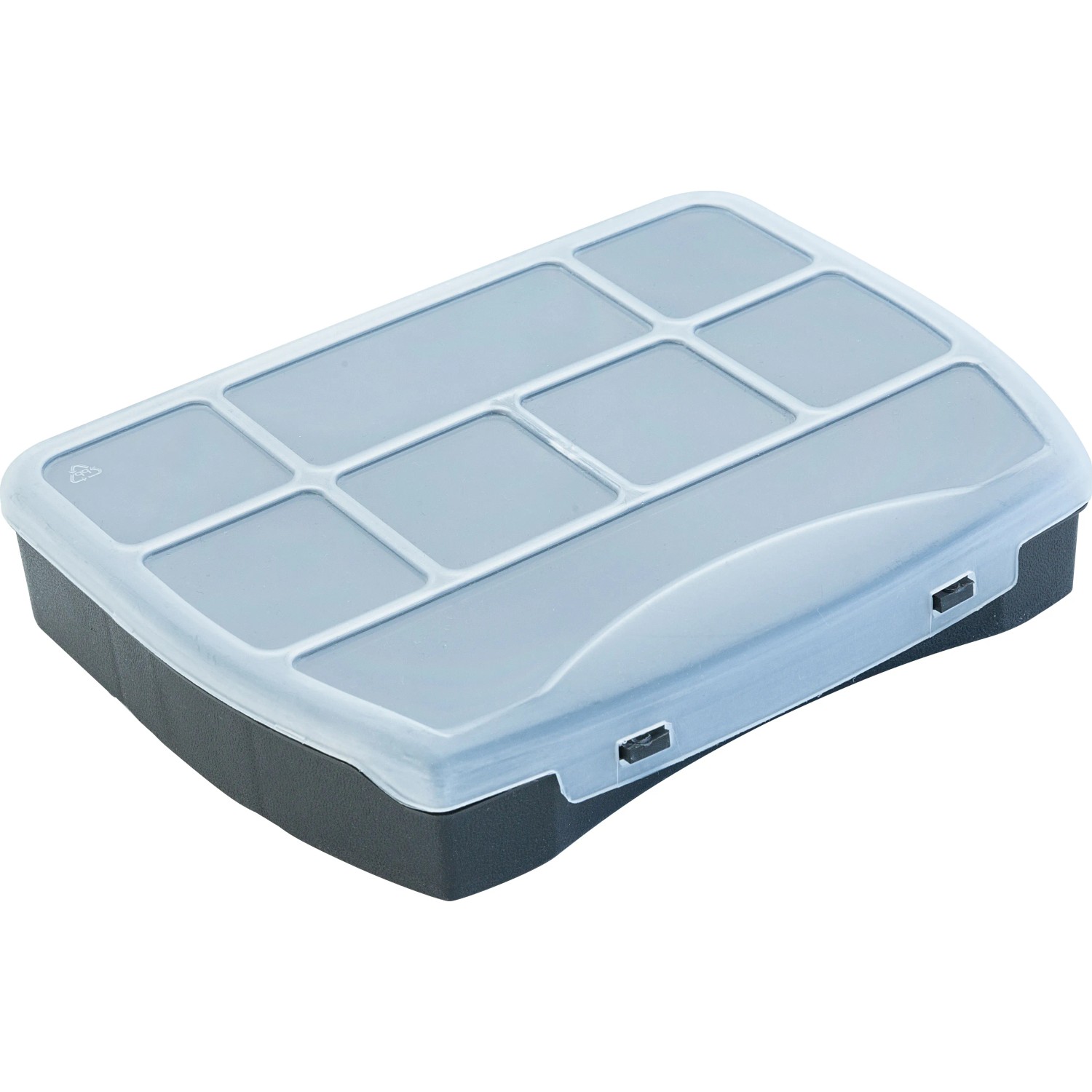 Organizer-Set, 3-teilig, für Aufbewahrung: Box mit transparentem Deckel und Fächern.