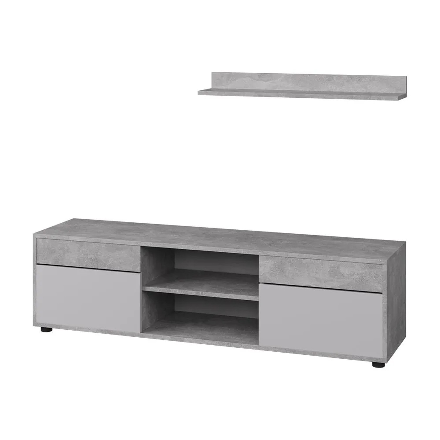 Vicco Wohnwand Berno Beton Weiß 140 x 39 2 Teile Art Nr 57824