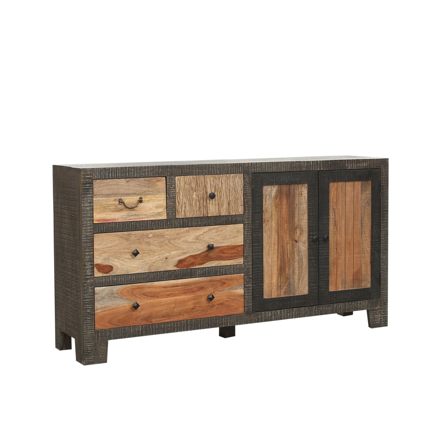 DELUKE Sideboard ERIK Mangoholz Mehrfarbig 88x40x165cm Schrank Flur Schlafzimmer Kommode