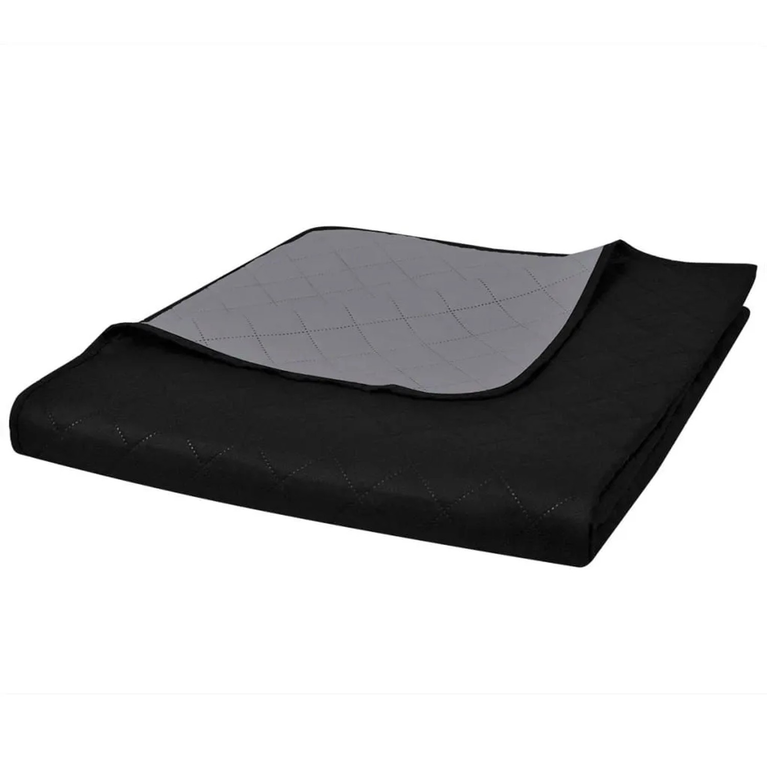 vidaXL Zweiseitige Tagesdecke Gesteppt Schwarz und Grau 170x210cm 130883 günstig online kaufen