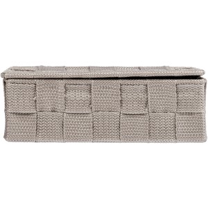 Wenko Badorganizer Adria Mini Taupe mit Deckel, Aufbewahrungsbox aus Kunststoff-Geflecht.