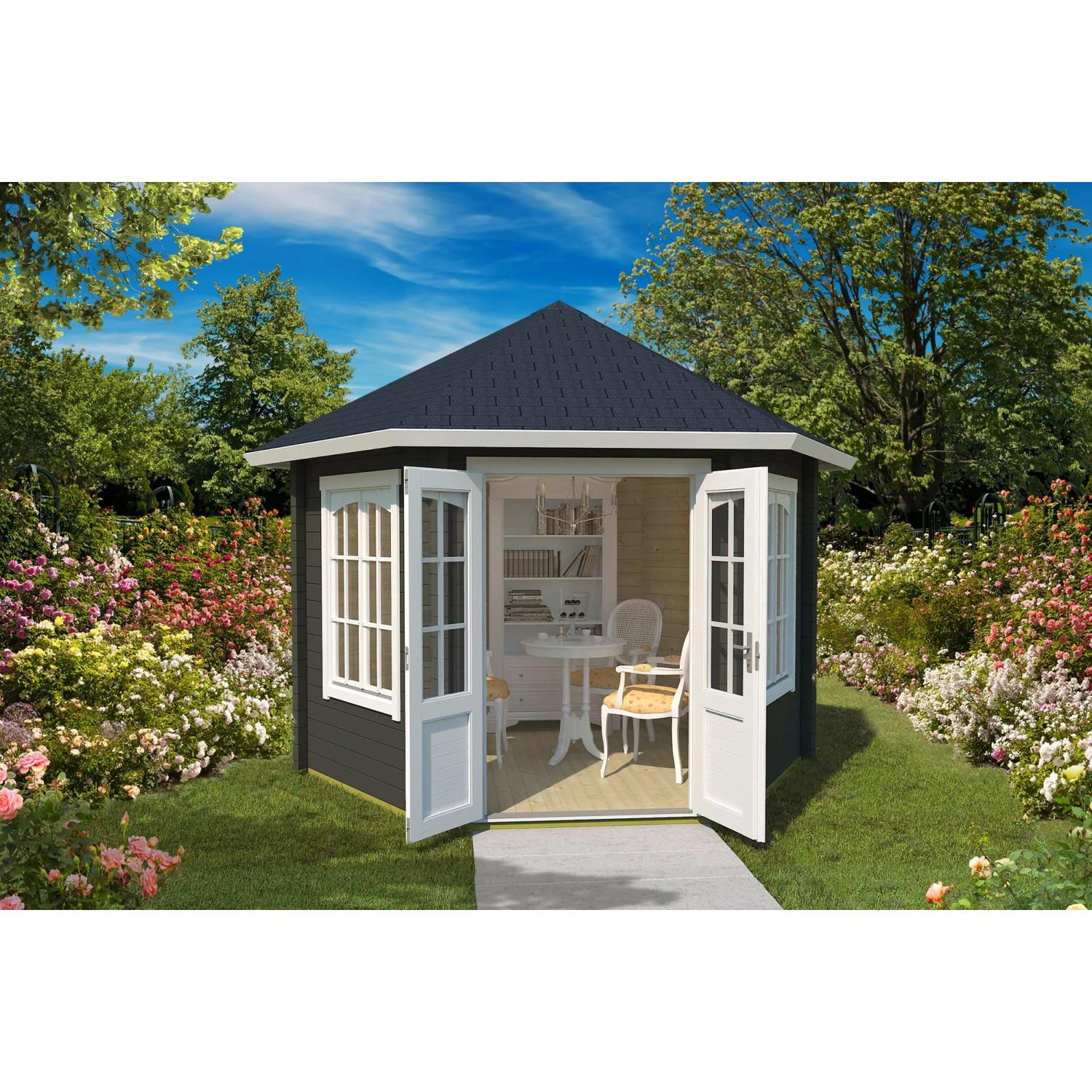 Thumbnail - Lasita Pavillon Rivera 44 Grau-Grün 350 cm x 303,1 cm