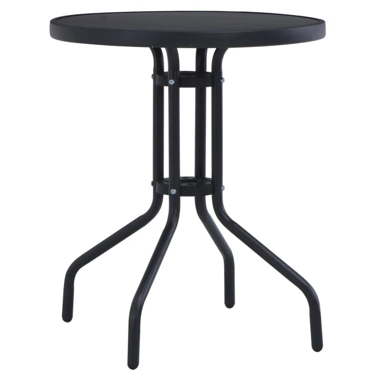 Furnicato Gartentisch Schwarz 80 Cm Stahl Und Glas