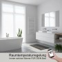 Modernes Badezimmer mit weißem Badheizkörper und Heizpatrone mit App-Steuerung.