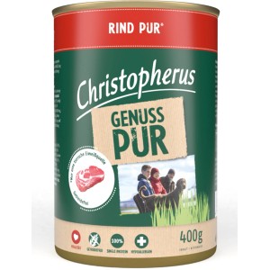 Christopherus Hunde-Nassfutter Rind Pur, getreidefrei, 400g Dose.