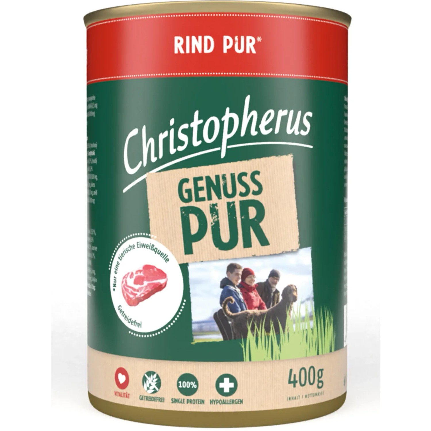 Christopherus Hunde-Nassfutter Pur Rind 400 g