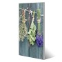 Magnettafel 37x78cm mit Kräuter-Motiv. Silberne Magnetwand für Notizen und Deko.