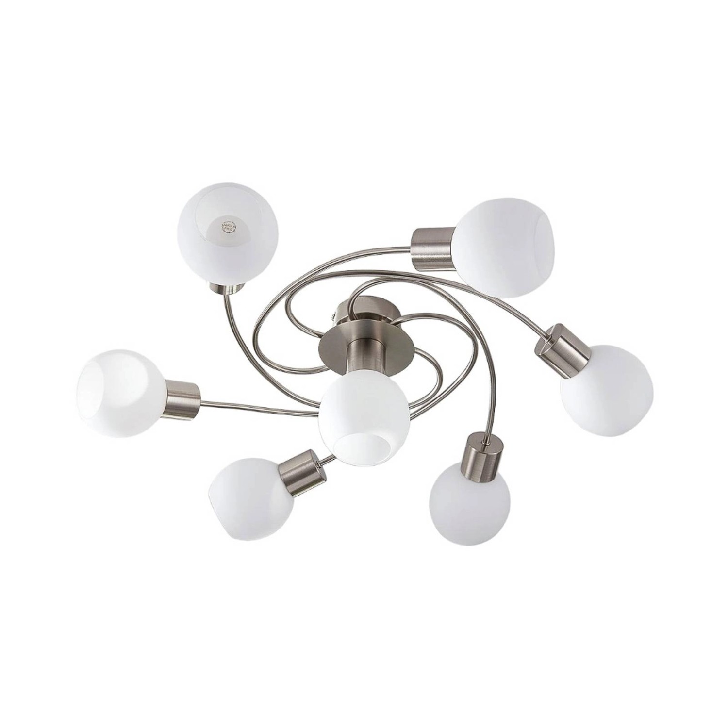 Lindby Deckenlampe Ciala 9621010 Modern in Alu aus Glas 7-flammig E14 Wohnzimmerleuchte
