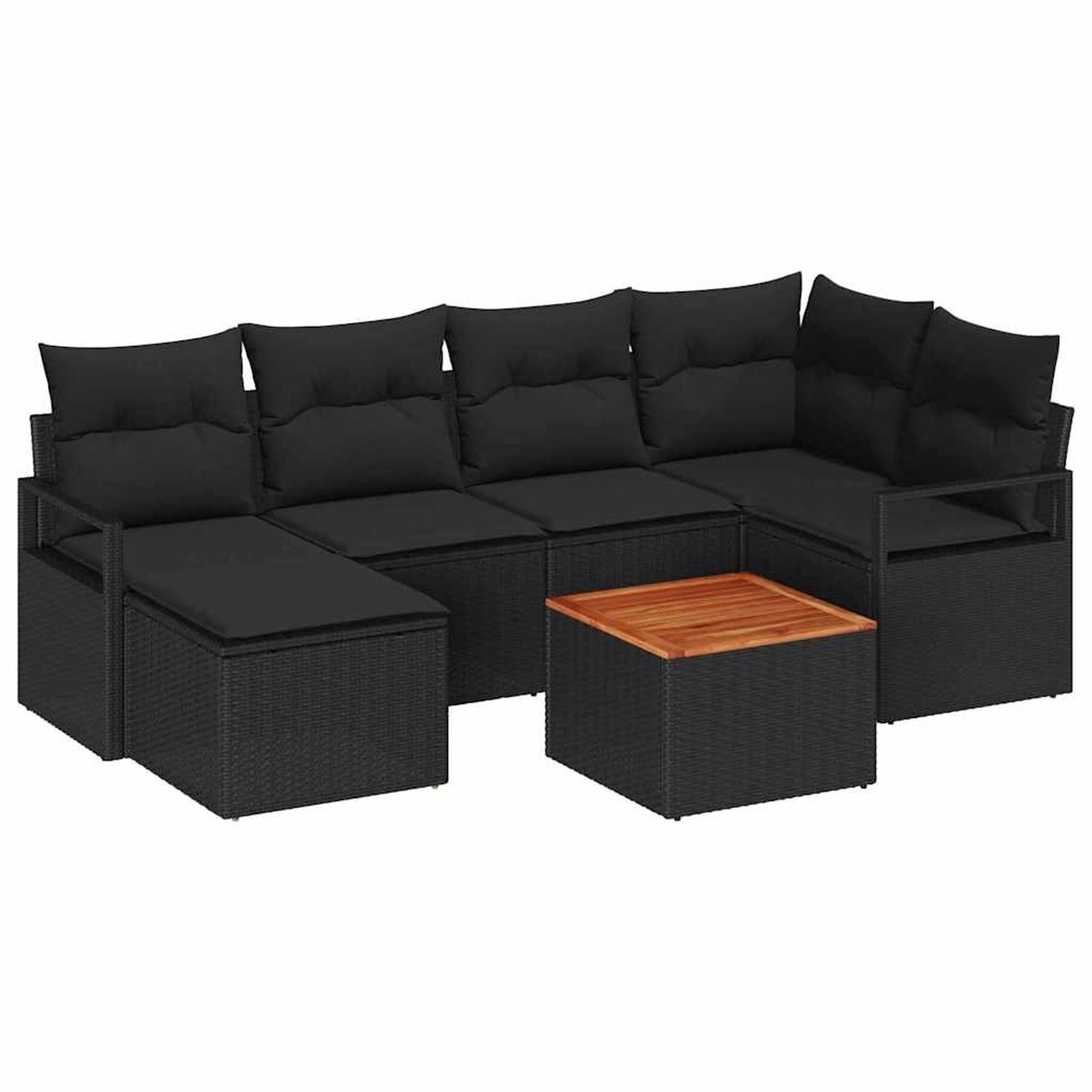 vidaXL Garten-Sofa-Set mit Kissen 7-Tlg Schwarz Poly Rattan 3347730 günstig online kaufen