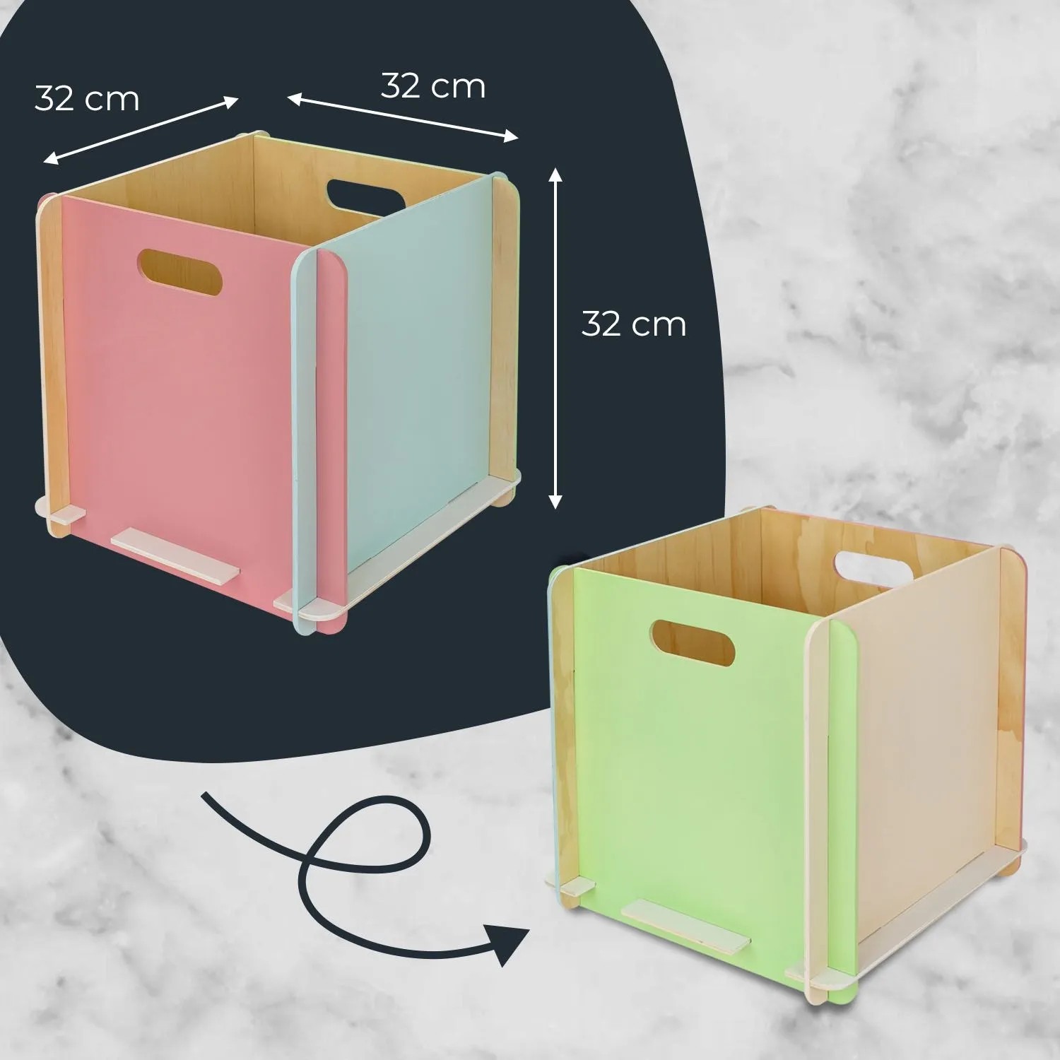 HMF Aufbewahrungsbox aus Holz, 32cm, mehrfarbig, zum Zusammenstecken für Ordnung im Kinderzimmer.