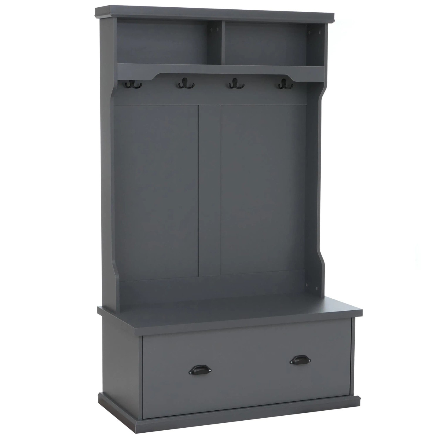 Mcw Garderobe P27 4 Haken Staufach Ablage Melamin 163x100x47cm Dunkelgrau