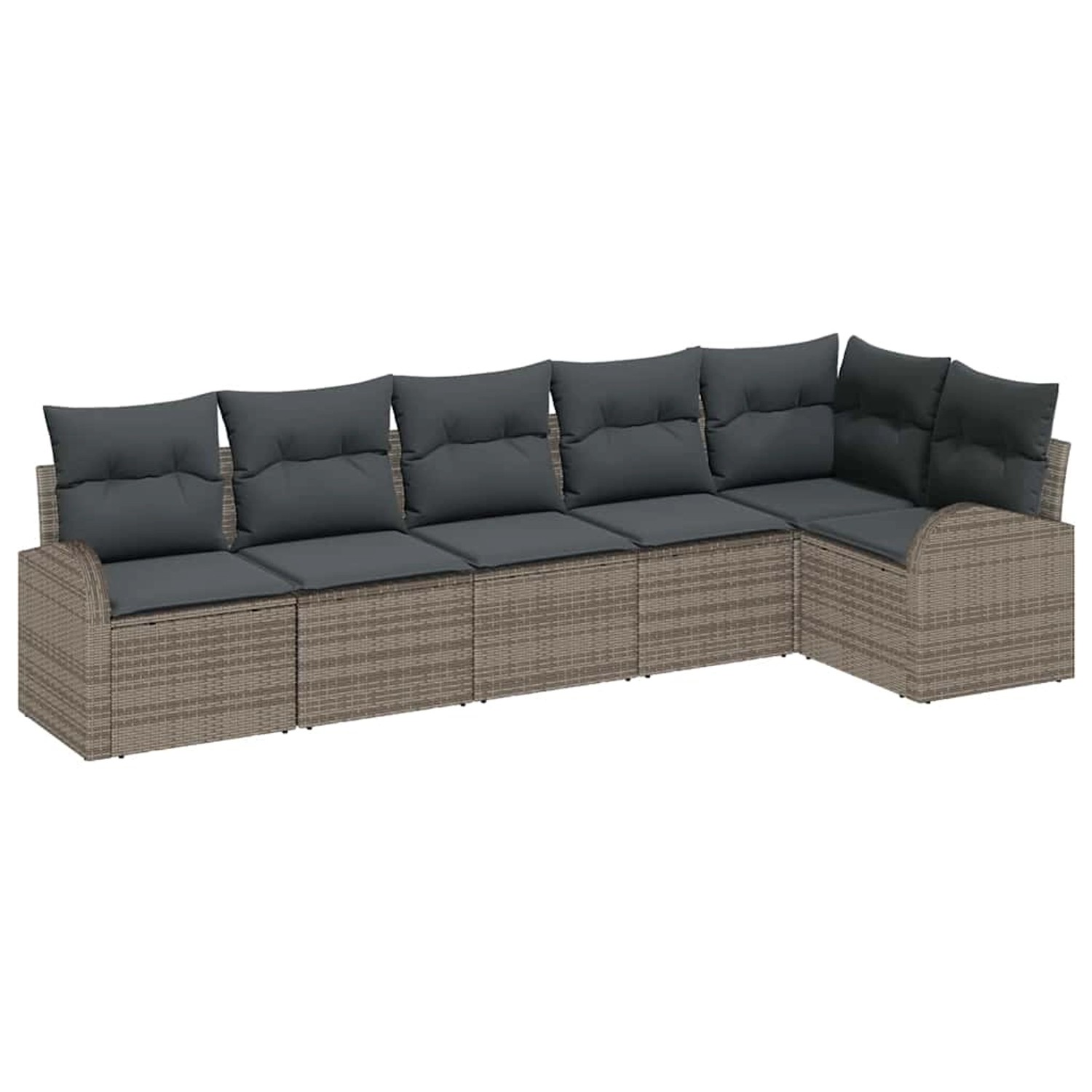 vidaXL Garten-Sofa-Set mit Kissen 6-Tlg Grau Poly Rattan 3354728 günstig online kaufen