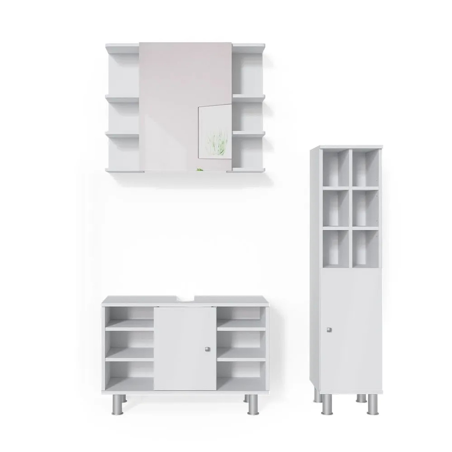 Vicco Badmöbel-Set Fynn Weiß 80 x 54 3-teilig