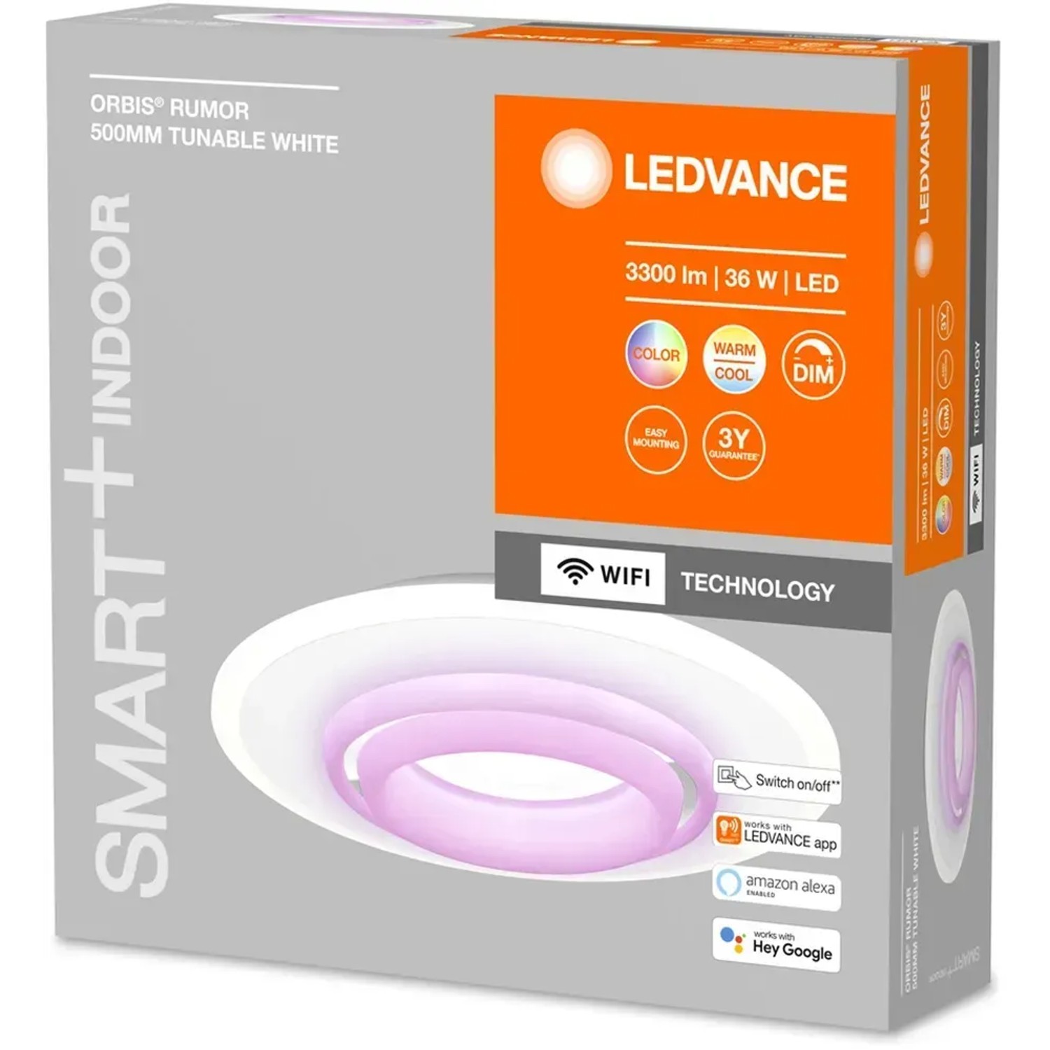 Verpackung der Ledvance Smart+ WiFi Deckenleuchte Orbis Rumor 50 cm mit tunable White