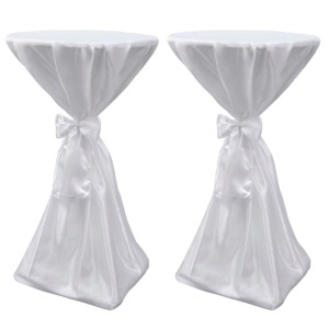 DELUKE Tischhusse 2er Set ADAU Stehtischhusse Weiß 60cm Hussen Elastisch Stehtischhusse Stehtisch-Abdeckung