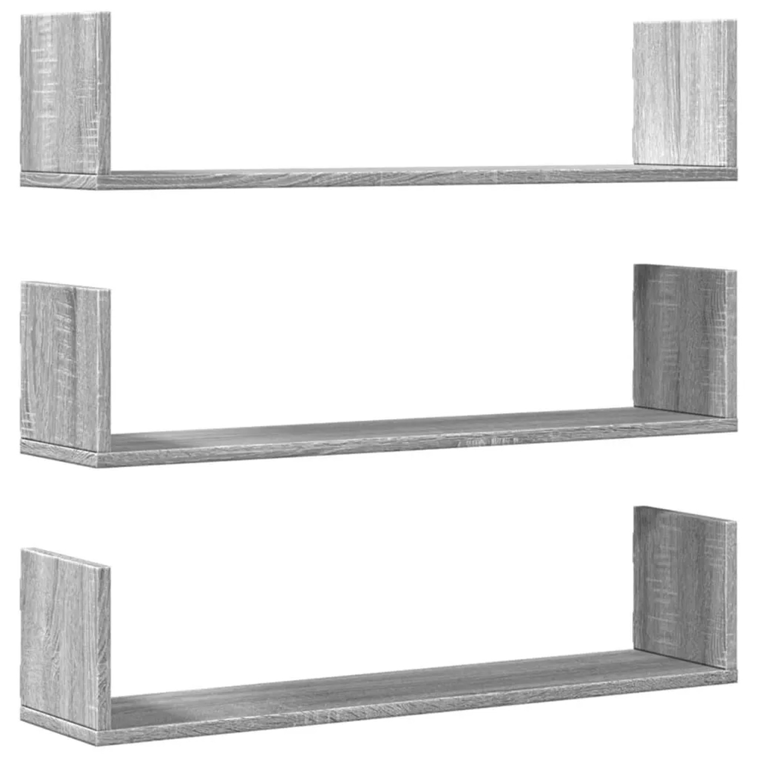 vidaXL Wandregale 3 Stk Grau Sonoma 80x18x18 cm Holzwerkstoff 853295