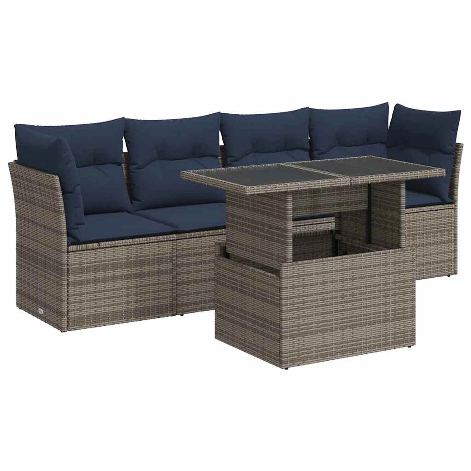 vidaXL 5-Tlg Garten-Sofagarnitur mit Kissen Grau Poly Rattan Akazie 3326092 günstig online kaufen