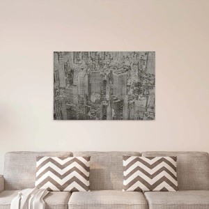 Modernes, graues Wandbild mit Stadt-Motiv im Industrial Style. Architektur Design Loft Bild auf Leinwand.