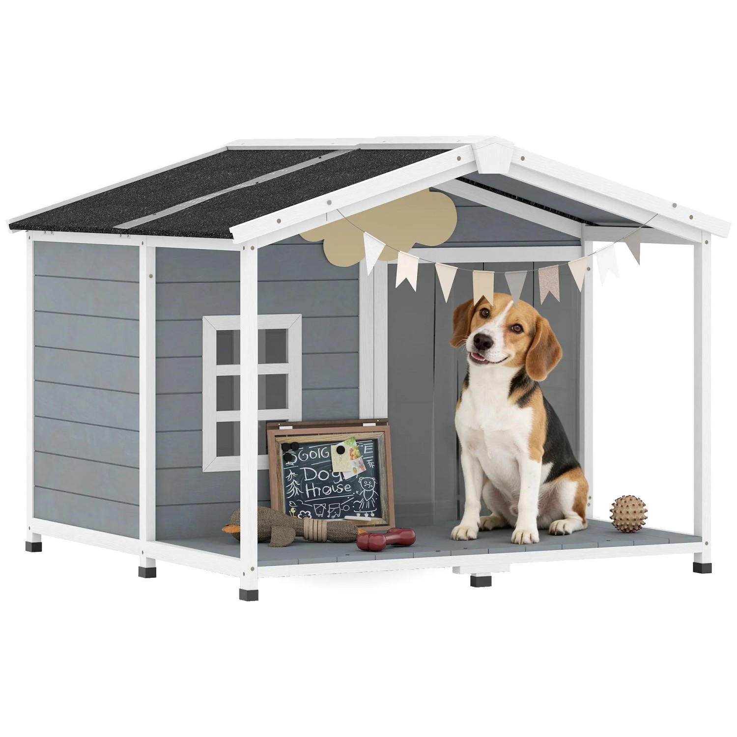 PawHut Hundehütte Tannenholz 103 x 107 x 83,5cm