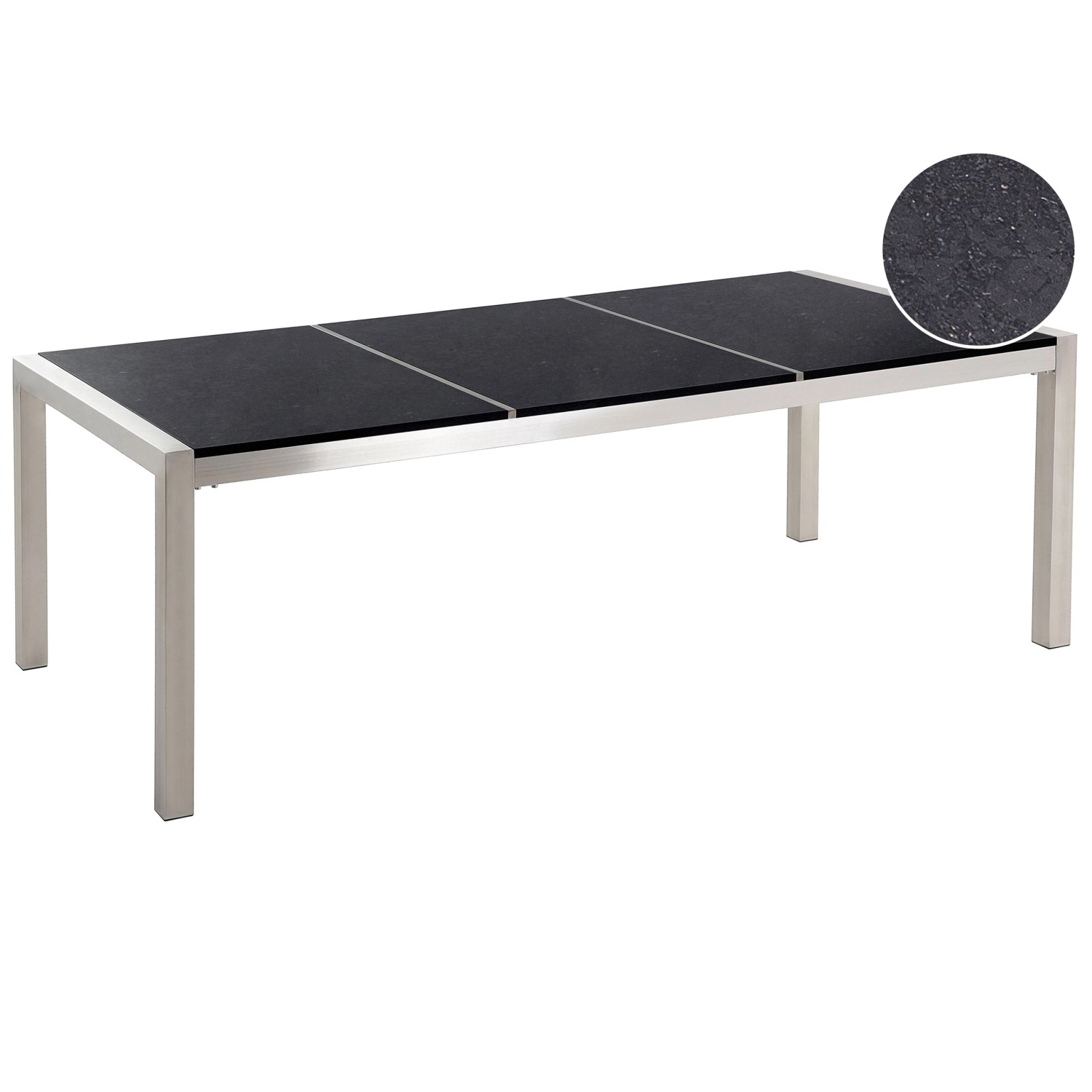 Beliani Gartentisch GROSSETO Schwarz Silber 220x100x74 günstig online kaufen