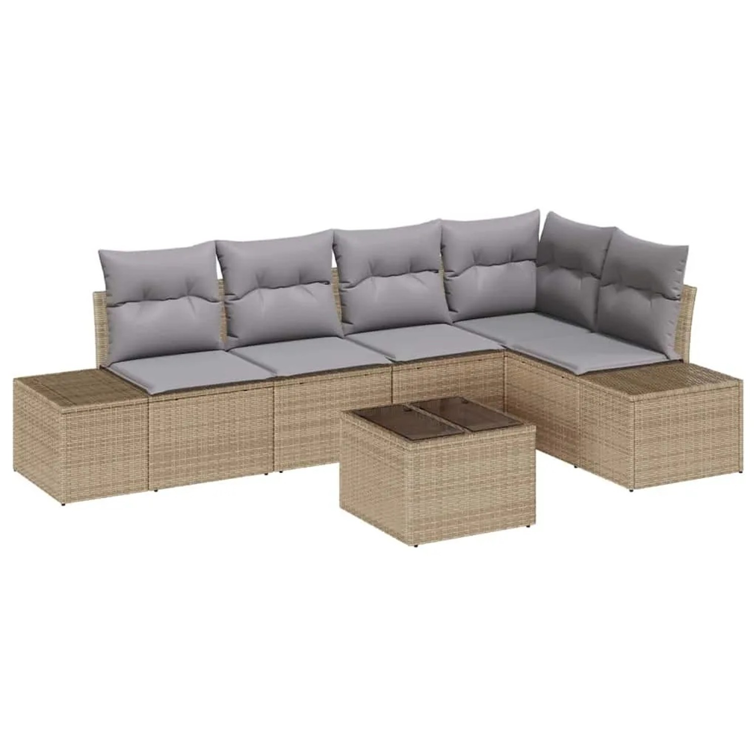 vidaXL Gartensofa-Set mit Speicher Beige und Hellgrau Poly-Rattan 3355739