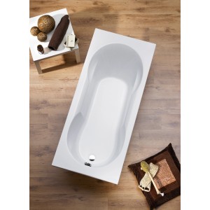 Rechteckige Badewanne Viva, 170x75 cm, aus Sanitäracryl, in Weiß. Aufsicht.