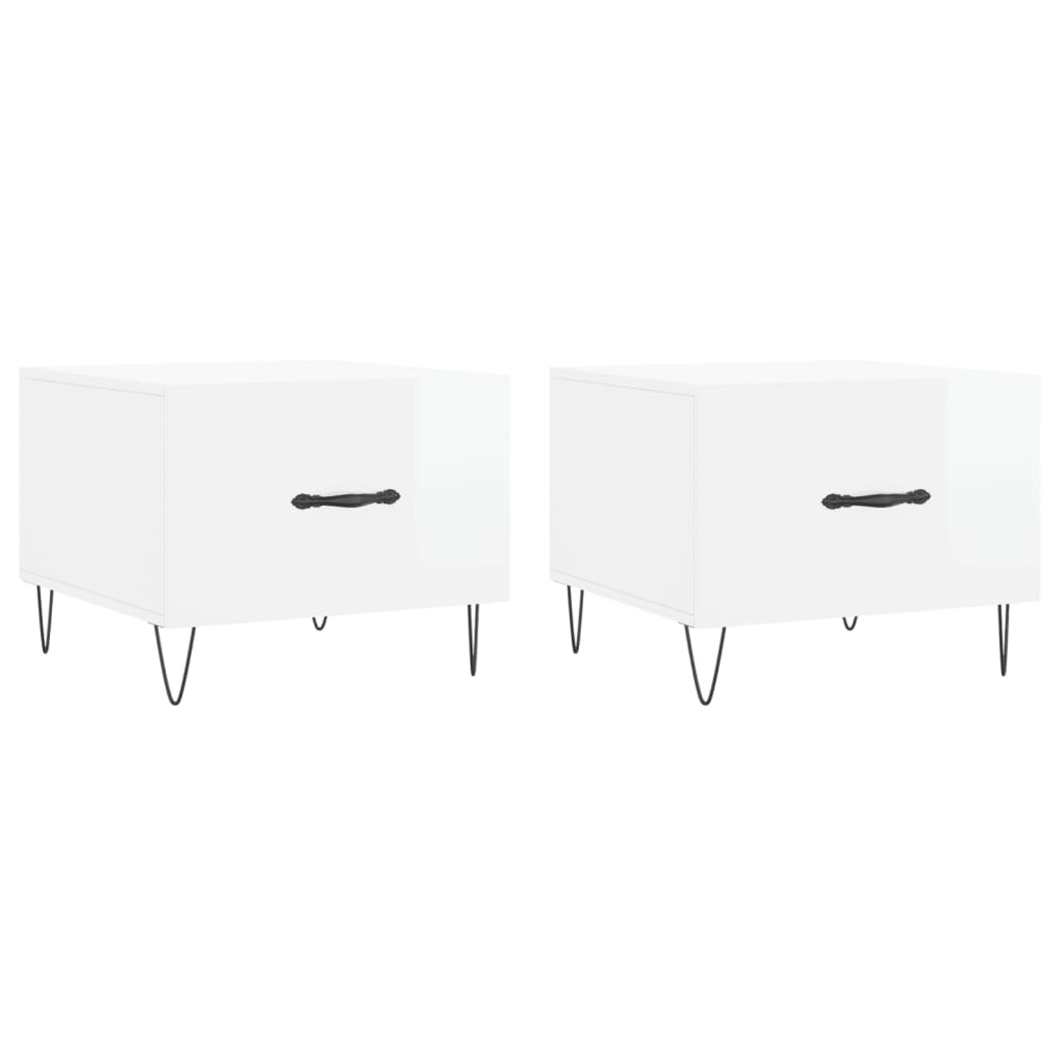 vidaXL Couchtische 2 Stk Hochglanz-Weiß 50x50x40 cm Holzwerkstoff 829385 günstig online kaufen