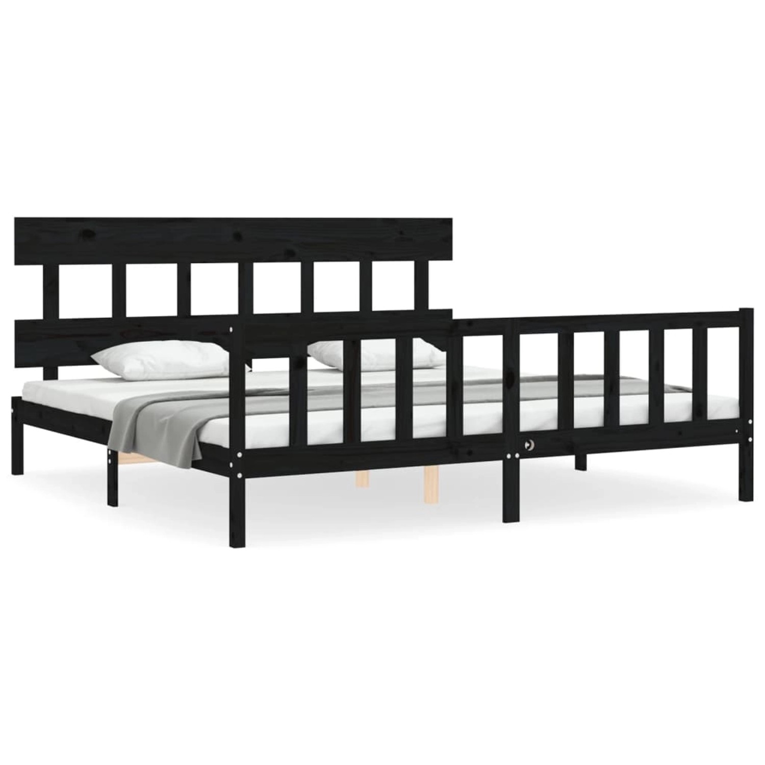 vidaXL Massivholzbett mit Kopfteil Schwarz 200x200 cm 3193360 günstig online kaufen