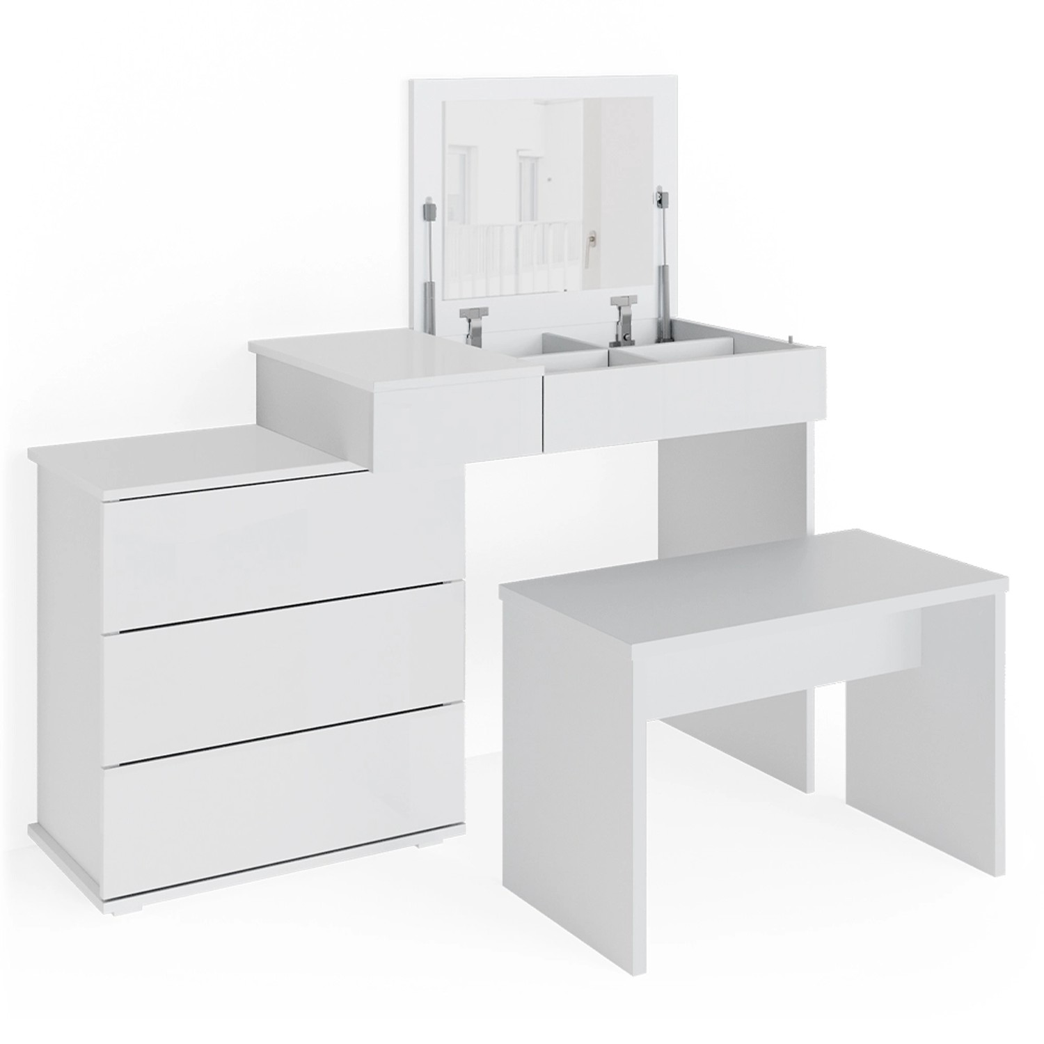 Vicco Schminktisch Lotos Weiß 117.4 cm mit Bank günstig online kaufen