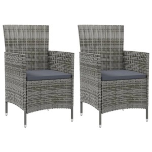vidaXL Gartenstühle mit Kissen 2 Stk Poly Rattan Grau 316682