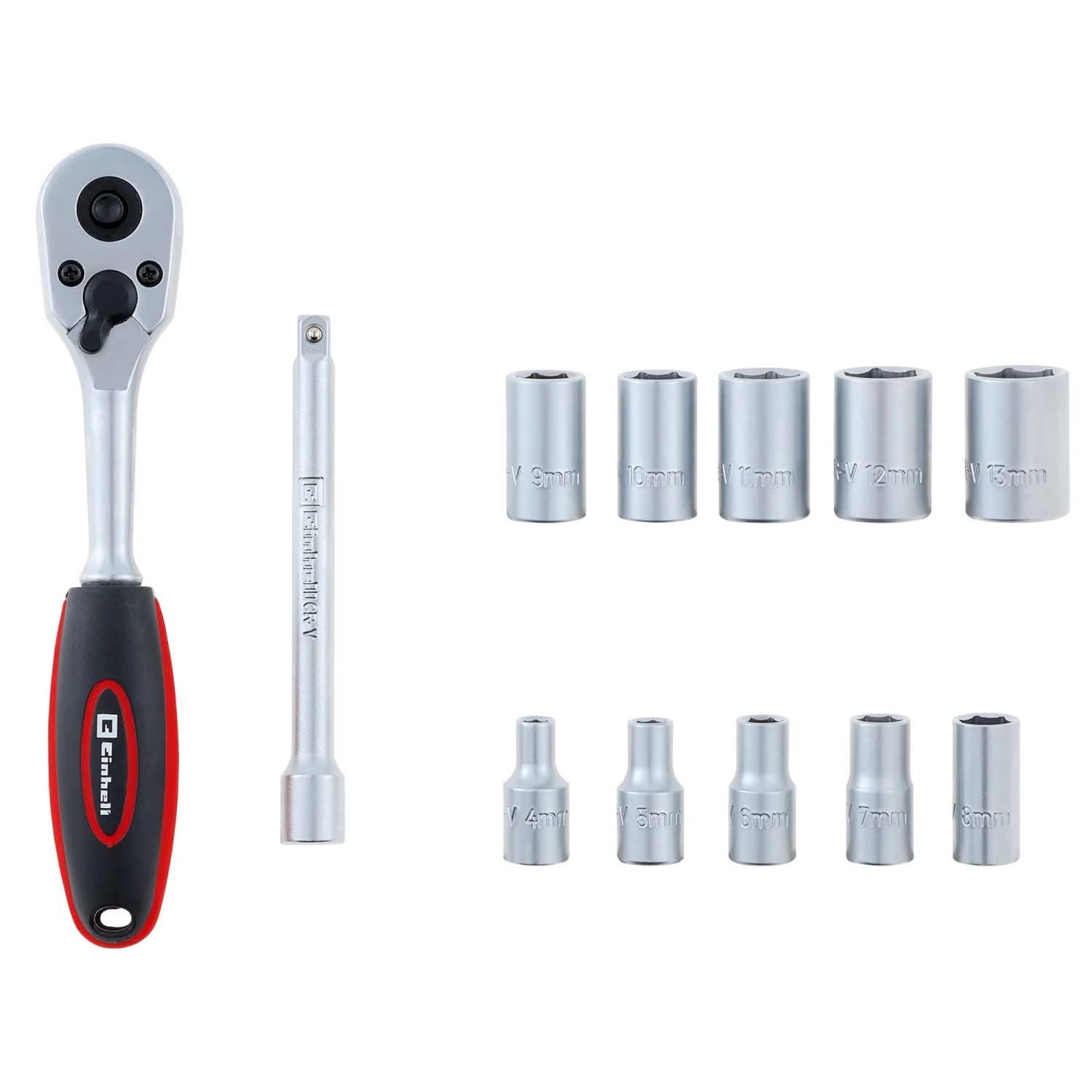 Einhell Umschaltknarren und Stecknuss-Set Ø 4 mm - 13 mm 13-teilig