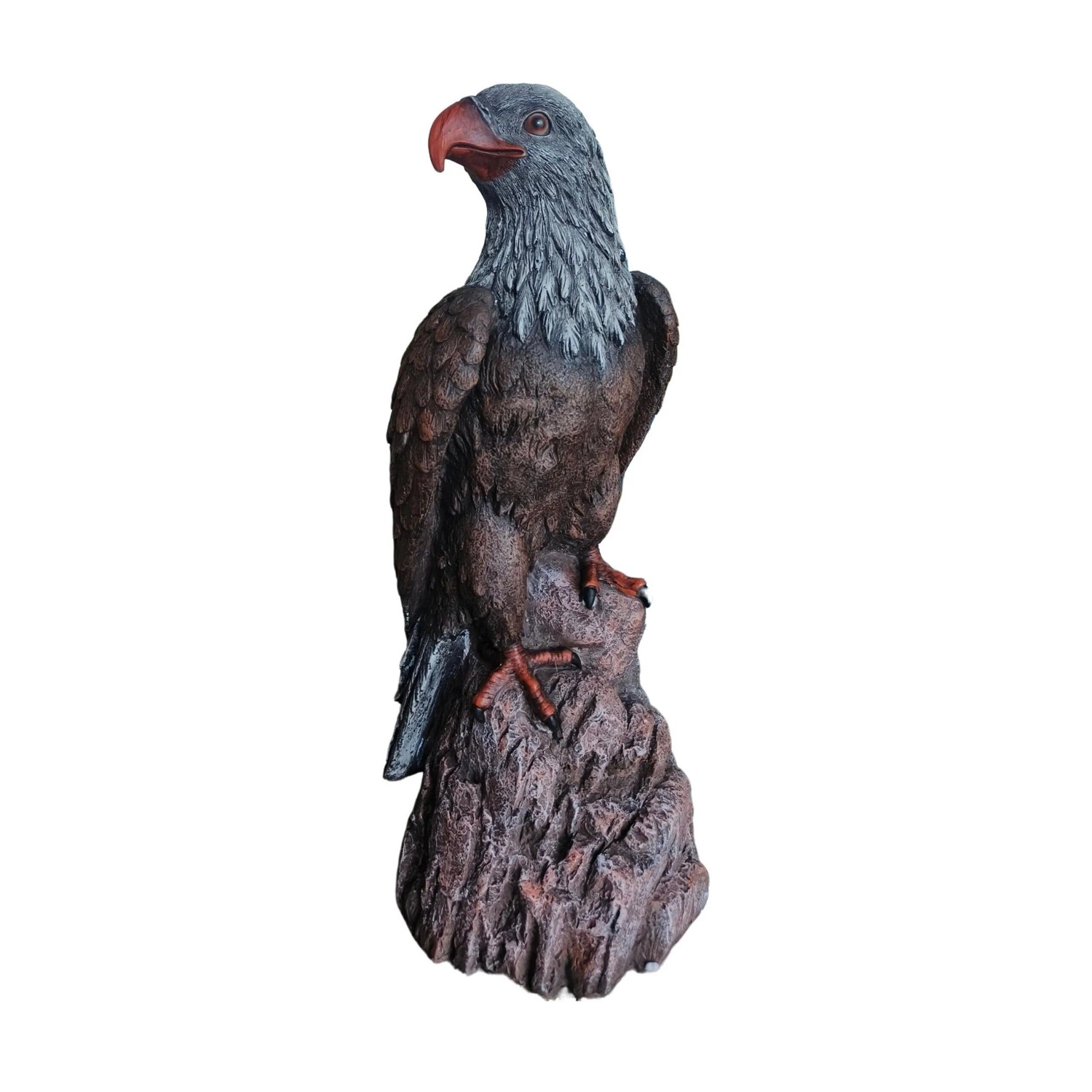 Relaxdays Adlerfigur Polyresin Braun Grau Rot Wetterfest Frostfest 66 cm x 30 cm x 36 cm 2,8 kg