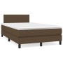 Dunkelbraunes vidaXL Boxspringbett 120x200 cm mit Matratze und Kopfteil.