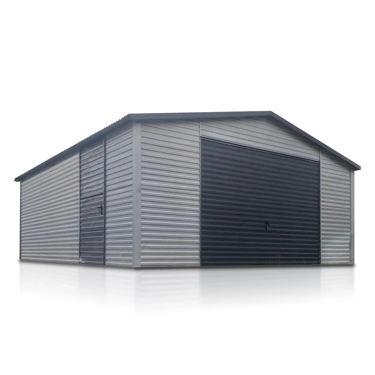 Liderstal Einzelgarage Premium aus Blech 500 x 600 cm Seitengiebel Schwingtor Aluminium