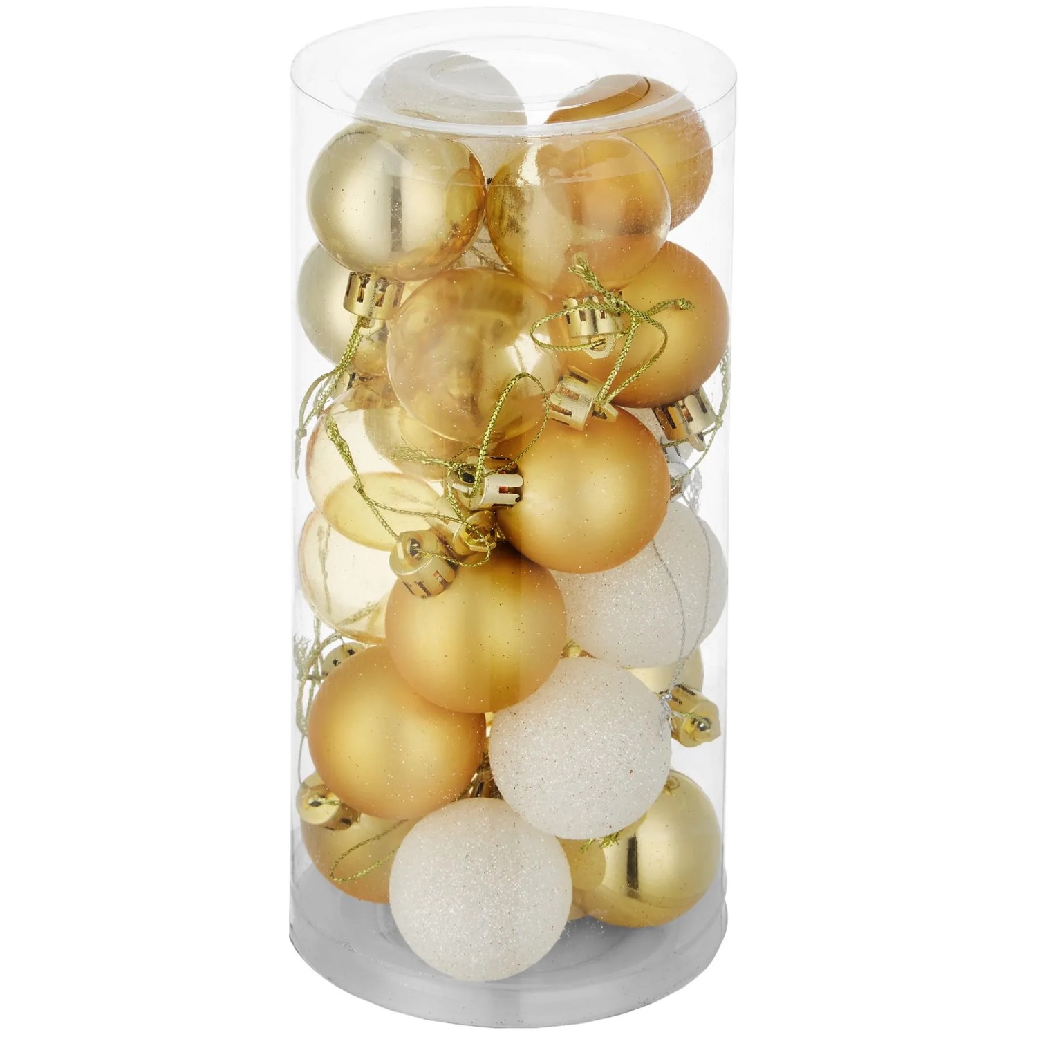 Tectake Weihnachtskugeln  24Er Set In Weiß und Gold Aus Bruchsicherem Kunststoff  4 x 4 x 4 cm Gold Weiß