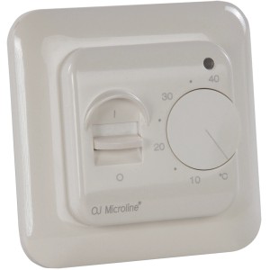 Weißes Standard-Thermostat OTN-1999H für Heizungs-Installation mit Drehregler.