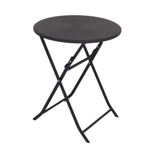 Grauer TRUTZHOLM Klapptisch mit Holzoptik, Ø 60cm, ideal als Balkontisch oder Gartentisch.