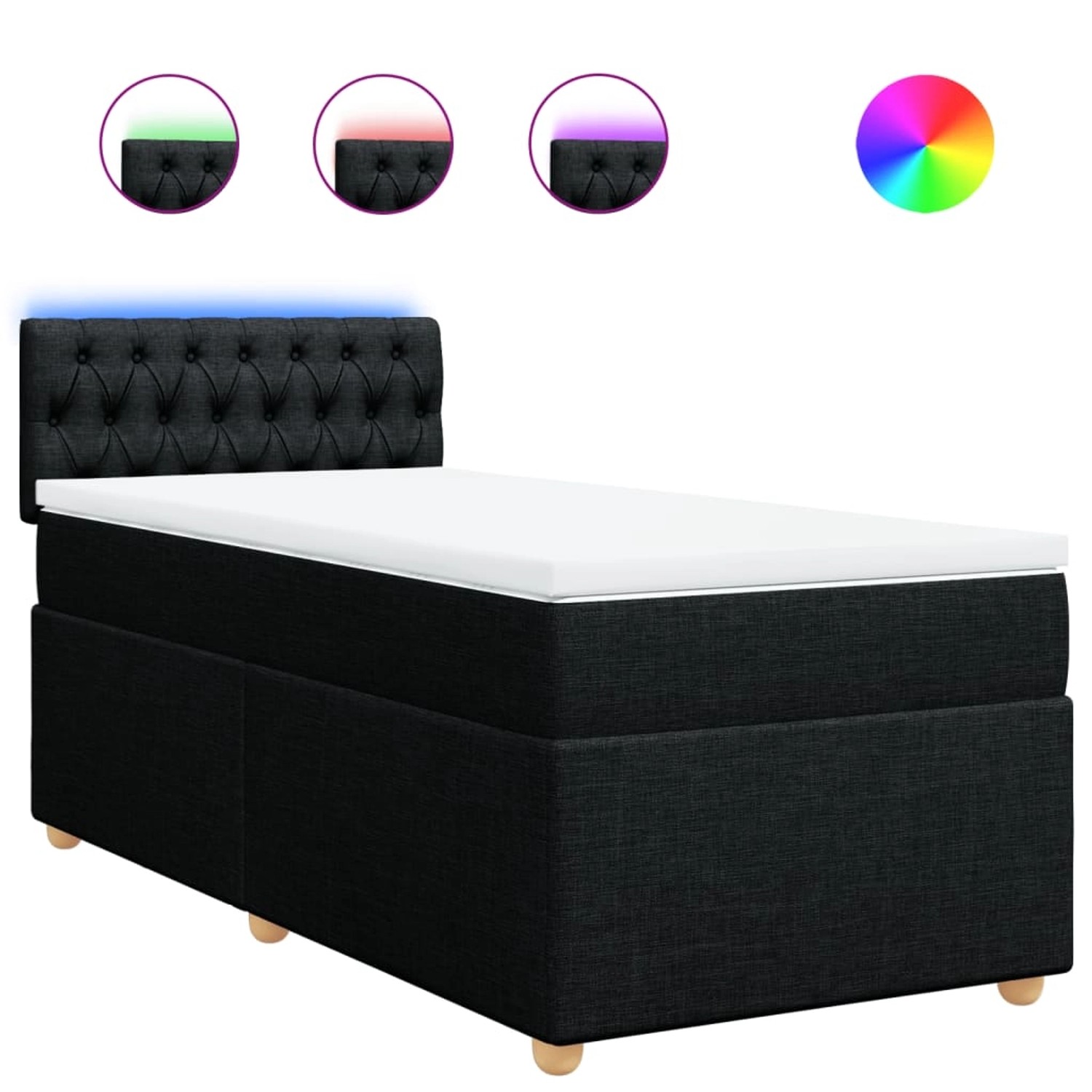 vidaXL Boxspringbett mit Matratze Schwarz 80x200 cm Stoff 3288816 günstig online kaufen