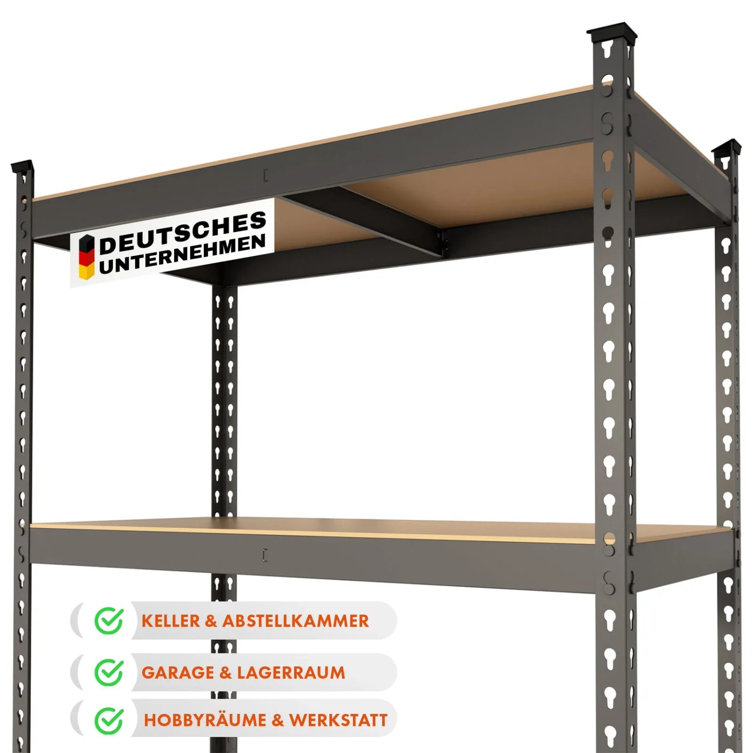 KARAT Schwerlastregal Rhino, anthrazit-grau, 180x90x60 cm. Regal mit 5 Böden für Keller, Garage, Werkstatt.